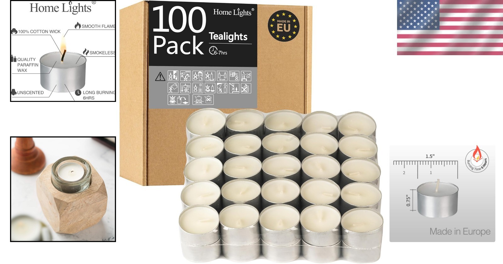 Tealight Candles Pack 100 Unscented White Mini Votive Long Burn Time