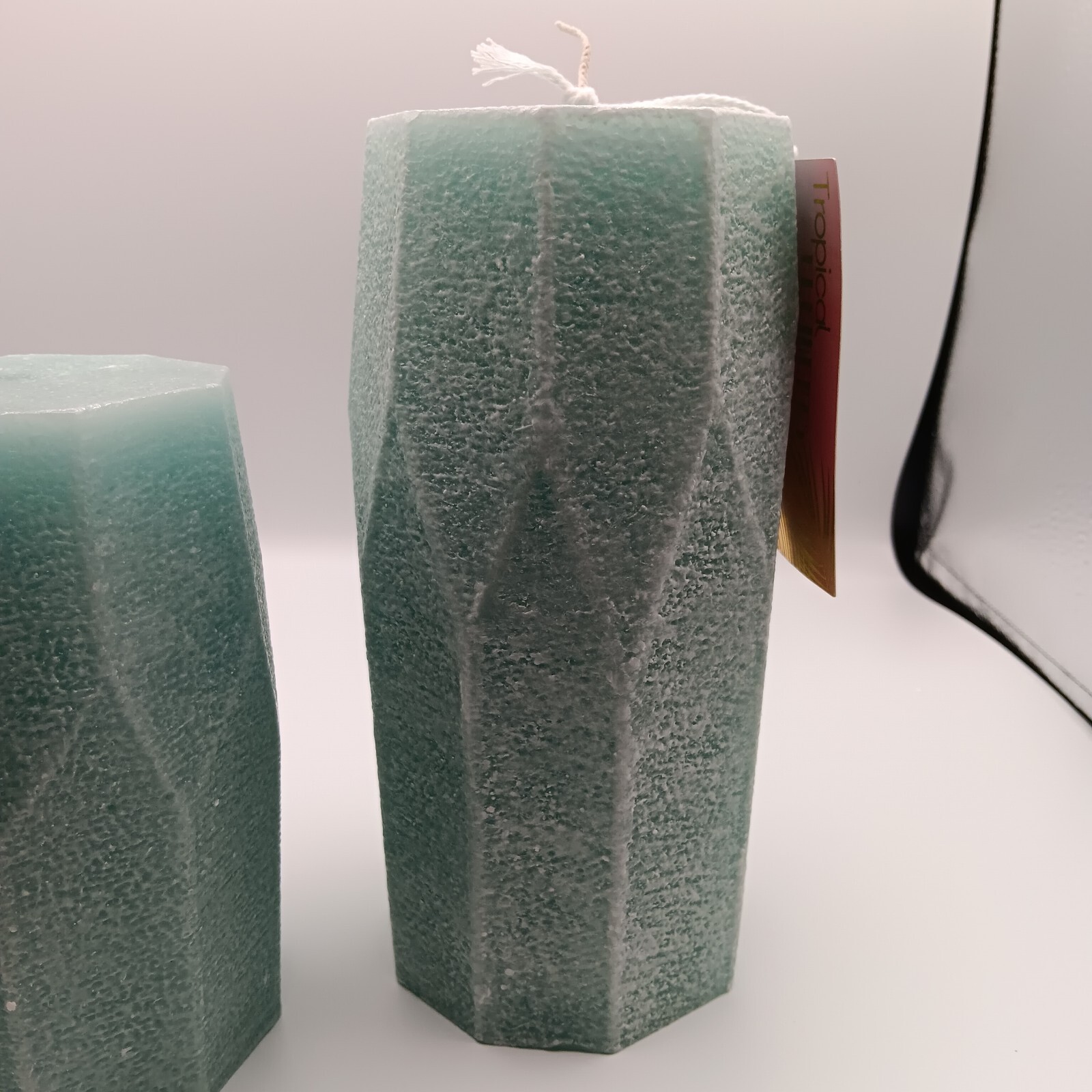 200 hour Geometric candle/ Pastal Green 2 pices set (4 in x 8 in) /(4 in x 6 in)