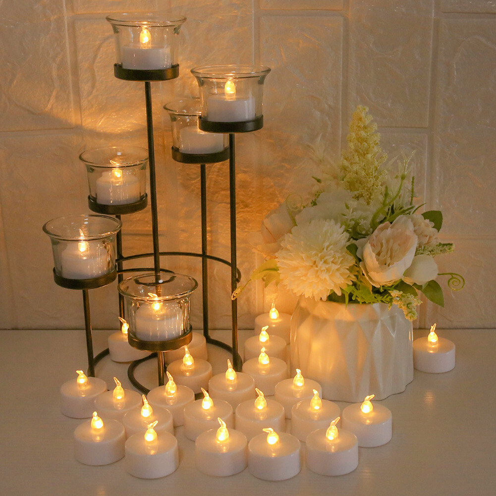 24Pack LED Tea Lights Flickering Flameless Candles Battery Operated with Timer