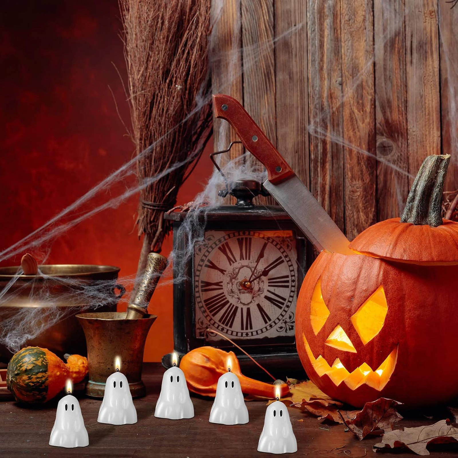 Halloween Candles Ghost Shape Soy Wax 10 Pcs Small Decorative Party Home Gift