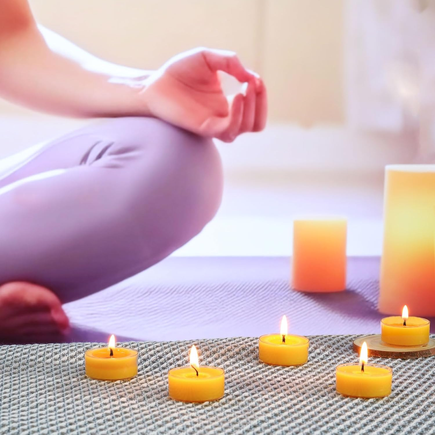 48 Packs Beeswax Tealight Candles- 4 Hour Burn Time Beeswax Candles- Burn