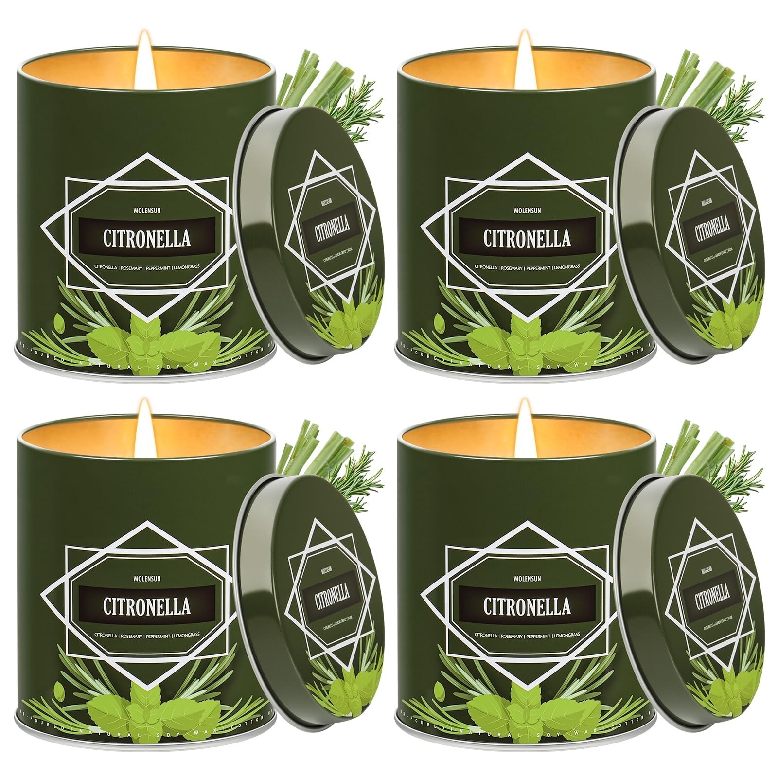 Citronella Candles 4-Pack – 36oz Total for Outdoor Patio, Camping & Garden, 50-H