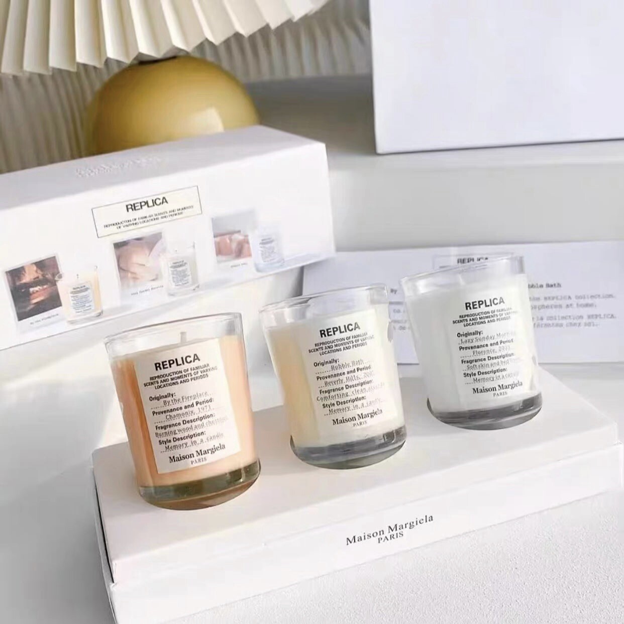 NEW / Maison Margiela Replica Scented Candal (2.46 oz Ea) & Matches Gift Box Set