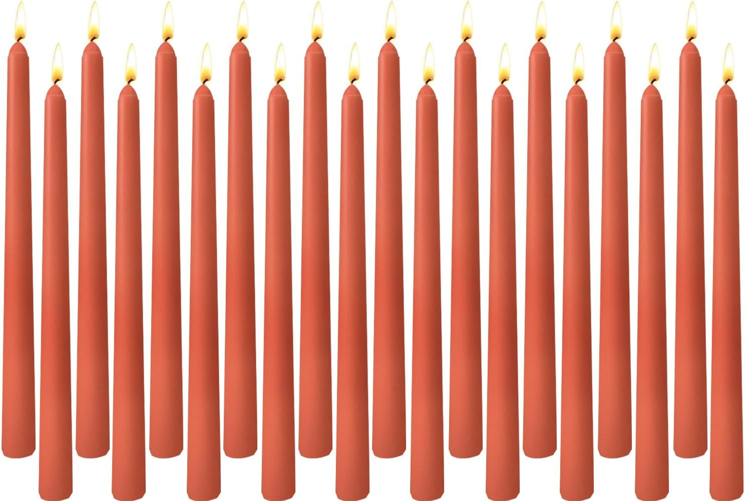 20-Pack Burnt Orange Taper Candles Unscented, 10 Inch Tall Dinner Table