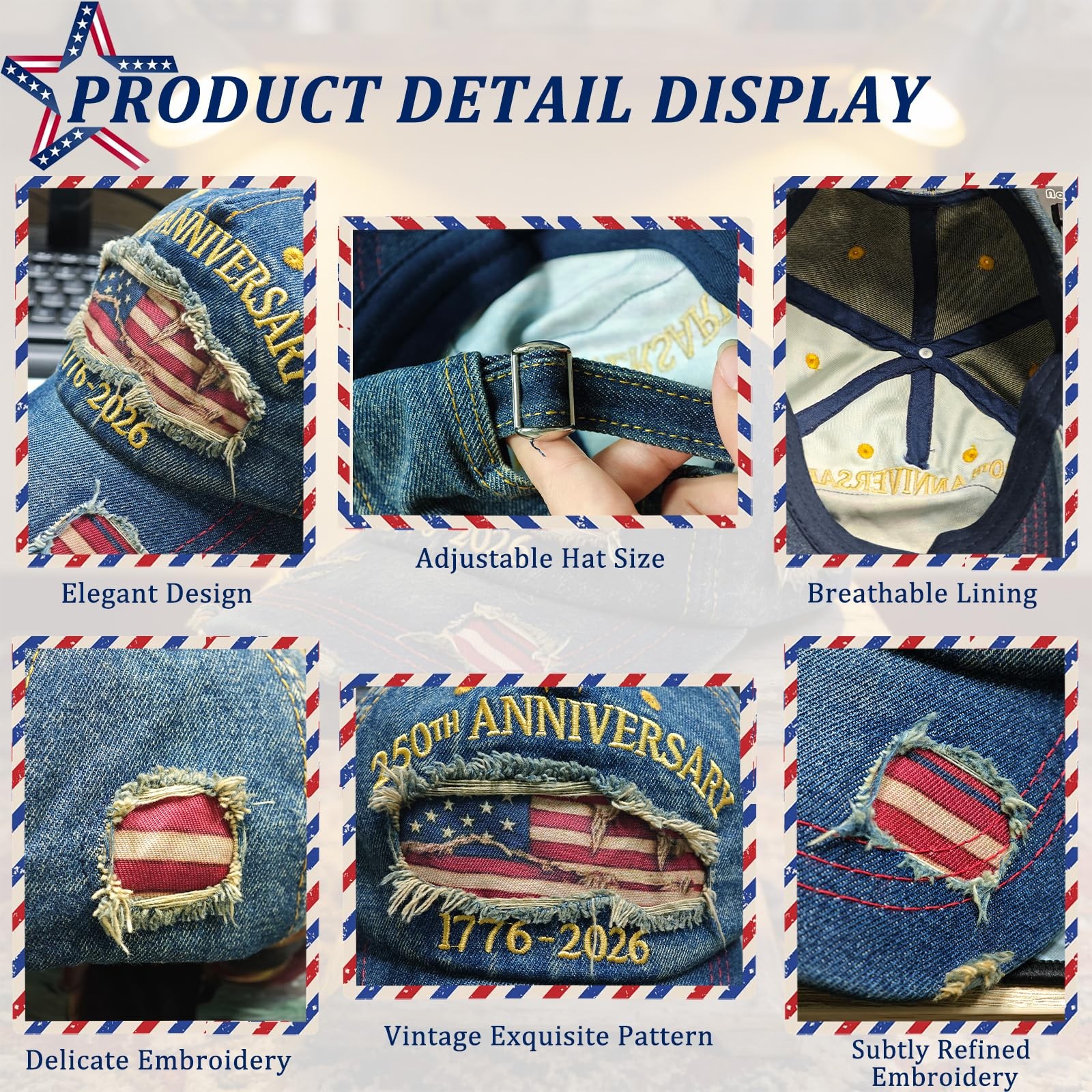 250th Anniversary Distressed Casual Cap, United States 250th Anniversary Hat …