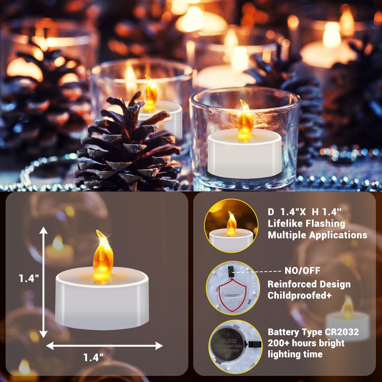 100 Pack Tea Lights Bulk, Realistic Flickering Battery Candles (200+ Hours), …