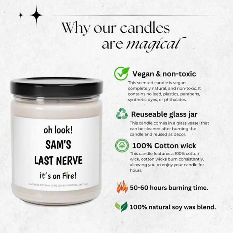 Custom Last Nerve Scented Soy Candle Gift Custom Name Candle Gift for Her