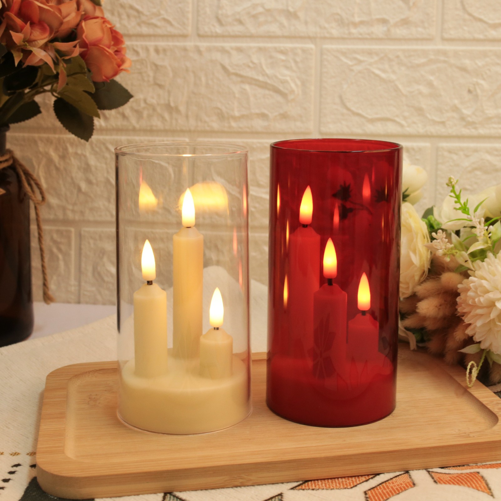 3-in-1 Flameless Flickering LED Taper Candles Battery Operated Wedding Party US