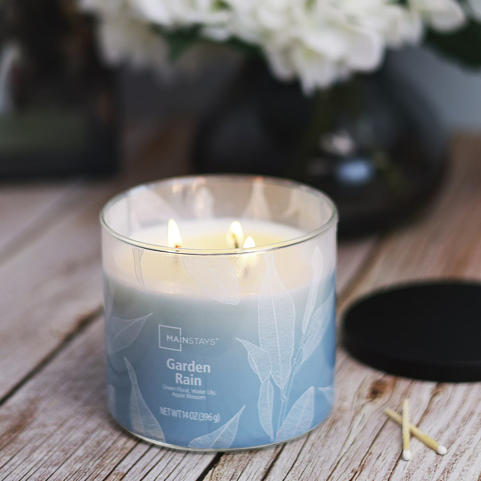 Mainstays 3-Wick Ombre Wrap Garden Rain Candle, 14-Ounce