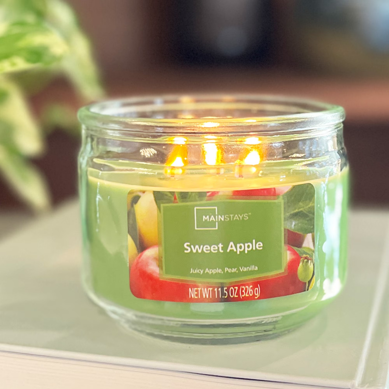 Pack of 2 Sweet Apple 3-Wick Scented Glass Jar Candles, Green, 11.5 oz Each…..