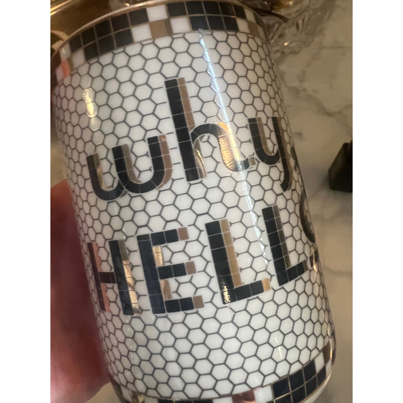 Anthropologie Mosaic Tile Candle Vanity Bathroom Cup NWT Great Gift