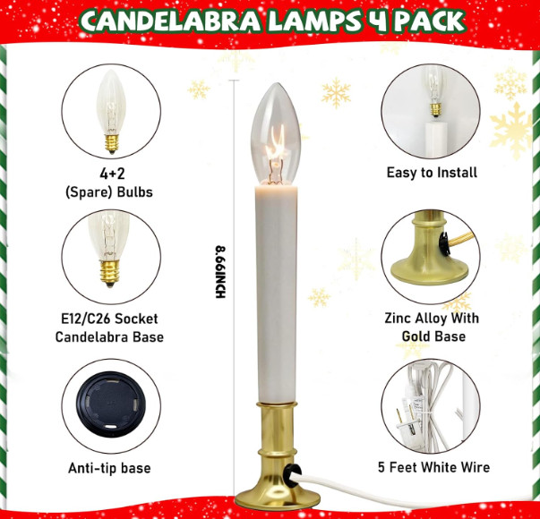 Electric Window Candle Lamp 7W Edison Bulb Dusk to Dawn Sensor Holiday Decor