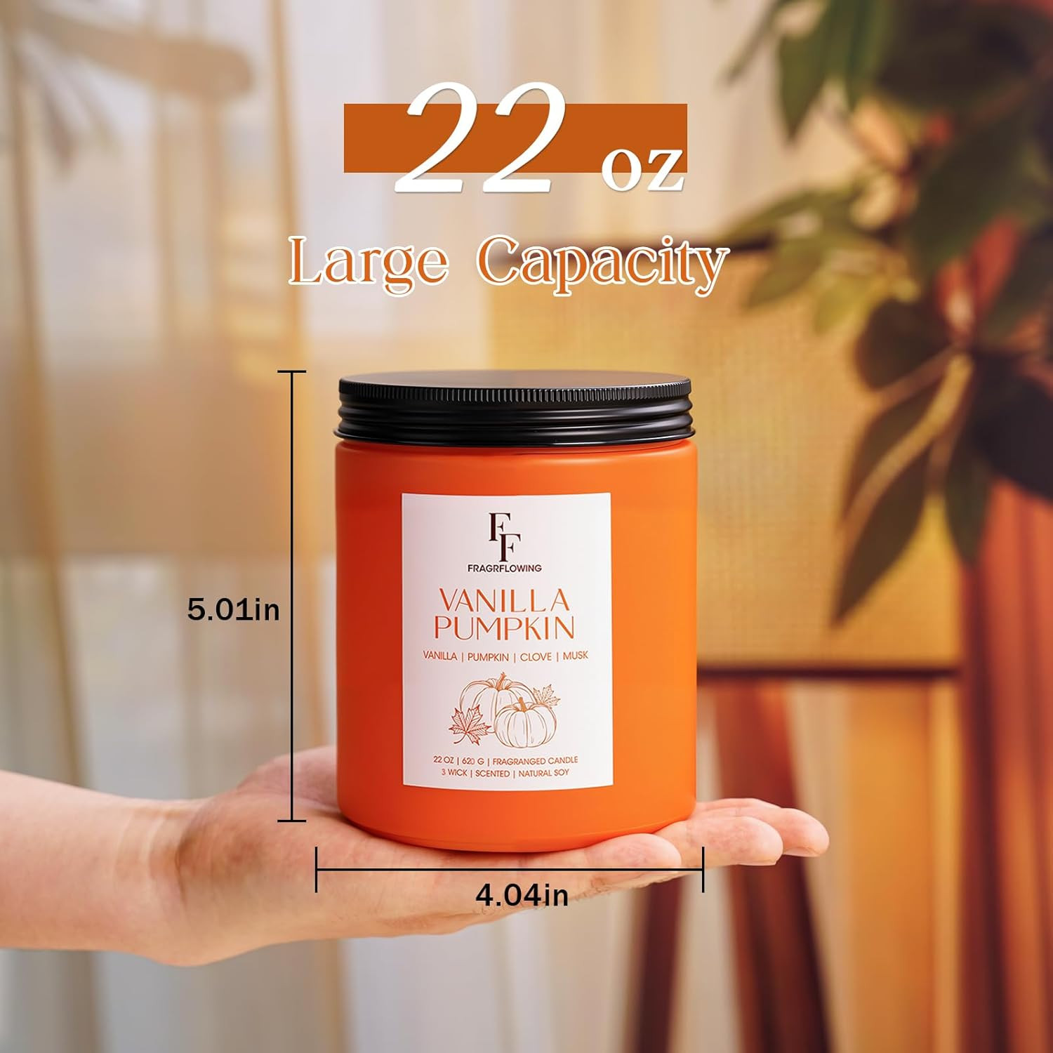 Large Scented Candle 22 oz 3 Wick Soy Wax Gift Candle Size Options