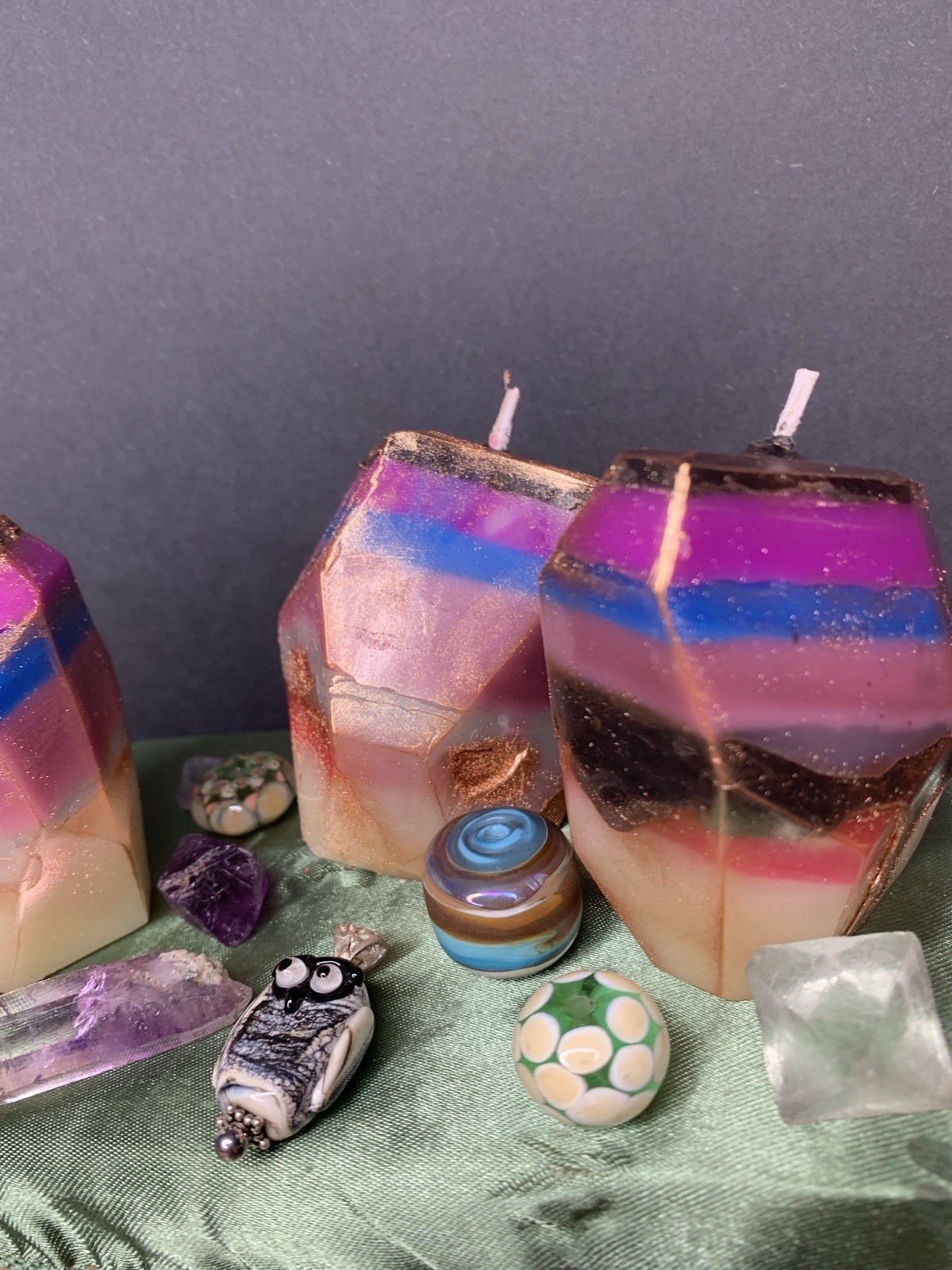 Burning Gem Candles: 3 Pack Of Crystal Candles For Home Decor, Limited Edition