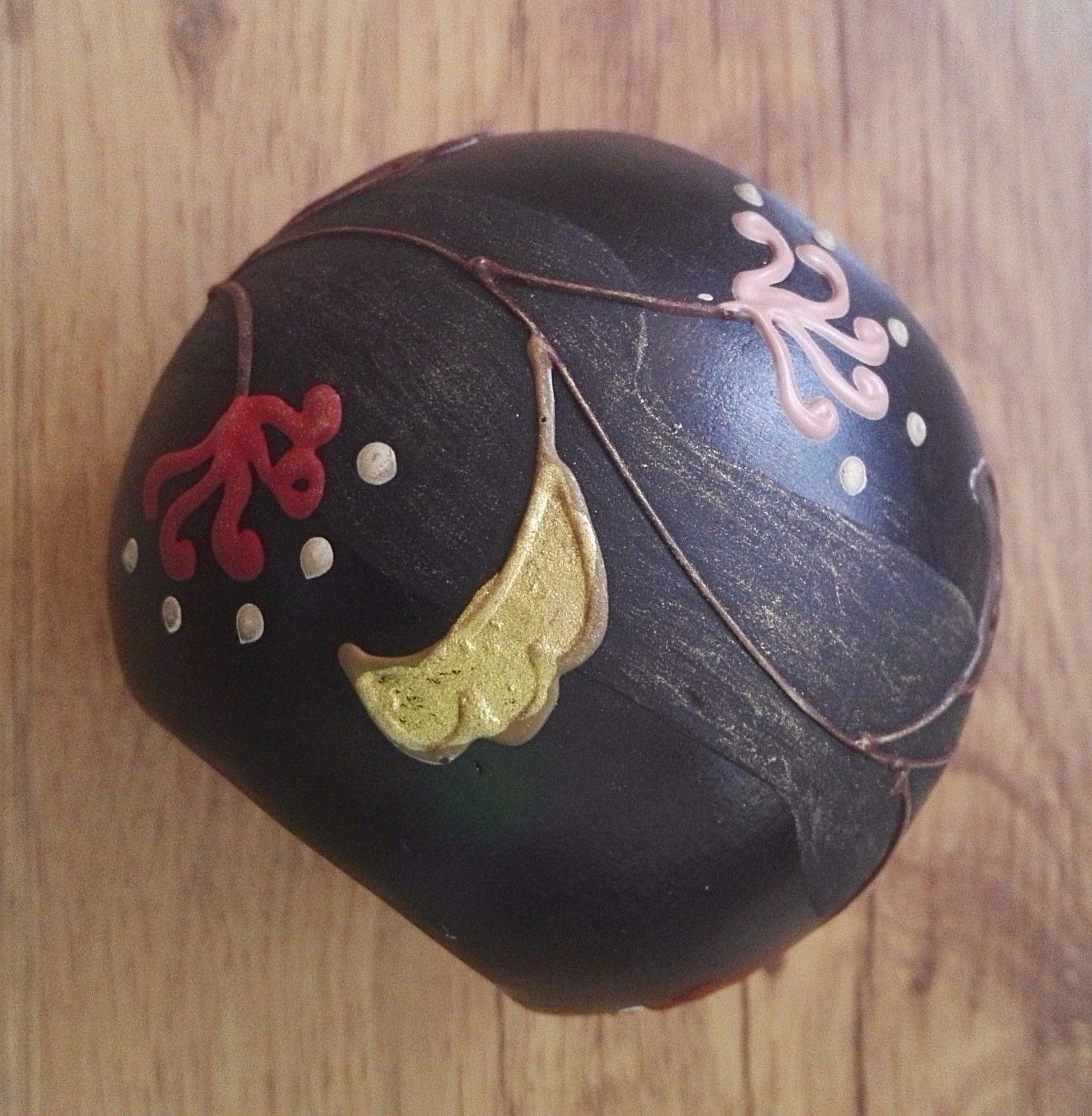 Thailand Mango Wood Candle Holder Round Flowers Painting Handcrafted