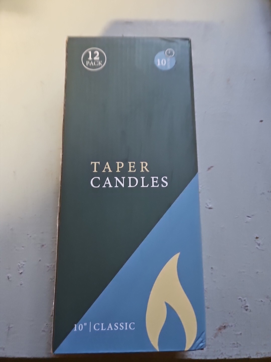Box of 12 Laskey Dripless Light blue Taper Candles 9 1/2 in