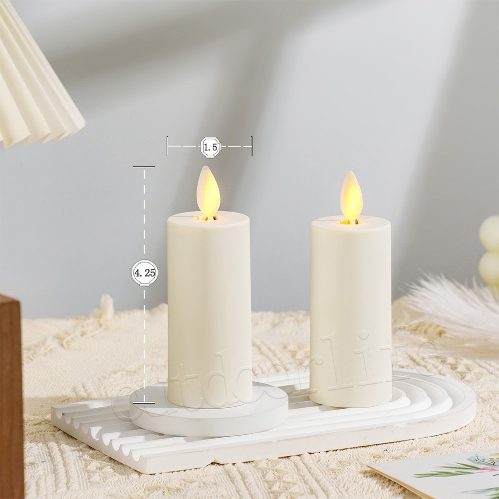 Set of 2 Luminara Flameless Votive LED Candles Ivory with Remote Moving Wick