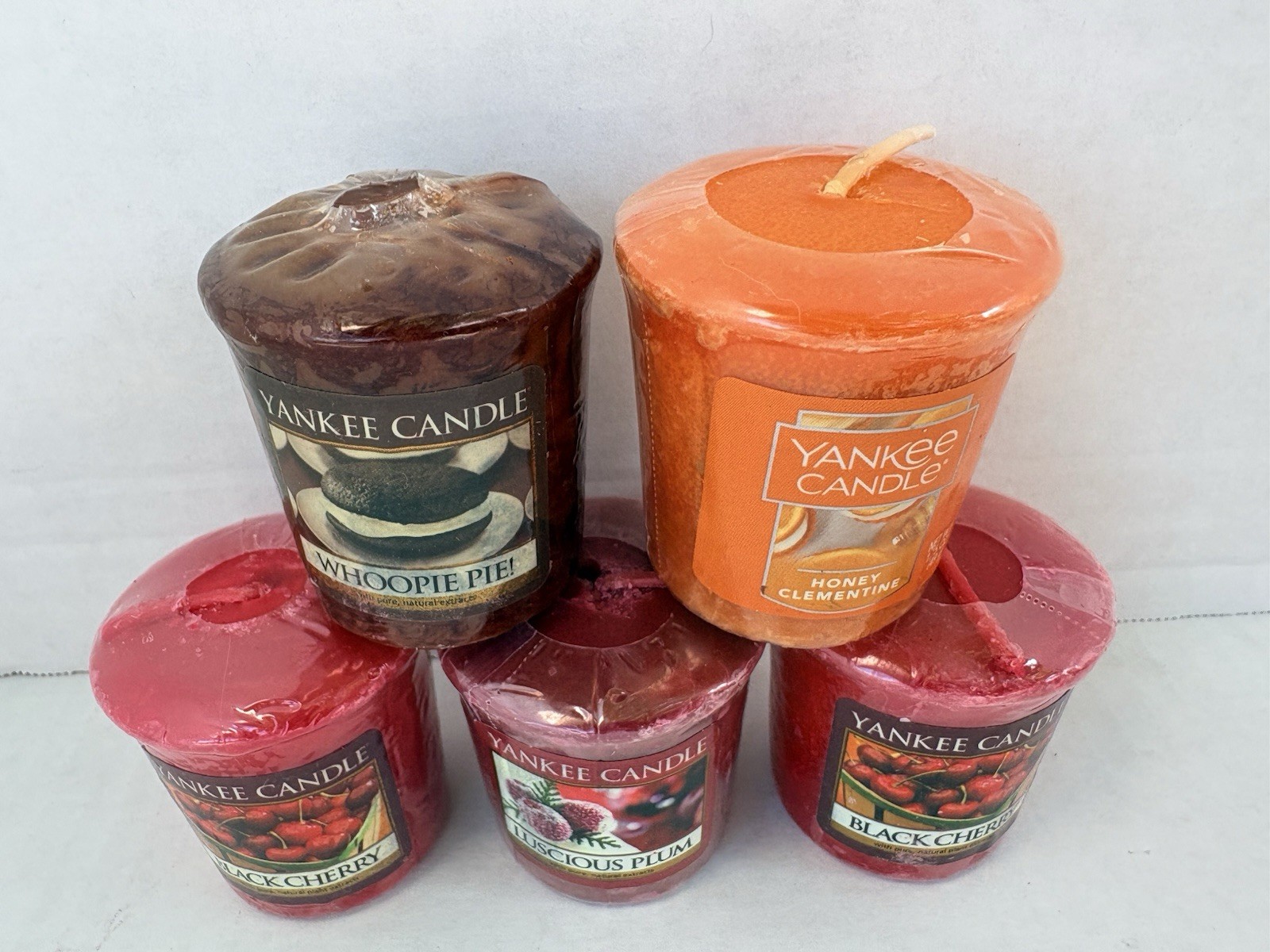 Lot Of 5 Yankee Candle Votives Sealed Whoopie Pie Honey Clem Luscious Plum +
