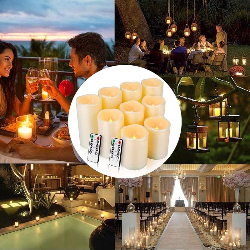 Realistic Flameless LED Candles Outdoor Waterproof W/ Remote Timer Home Decor US