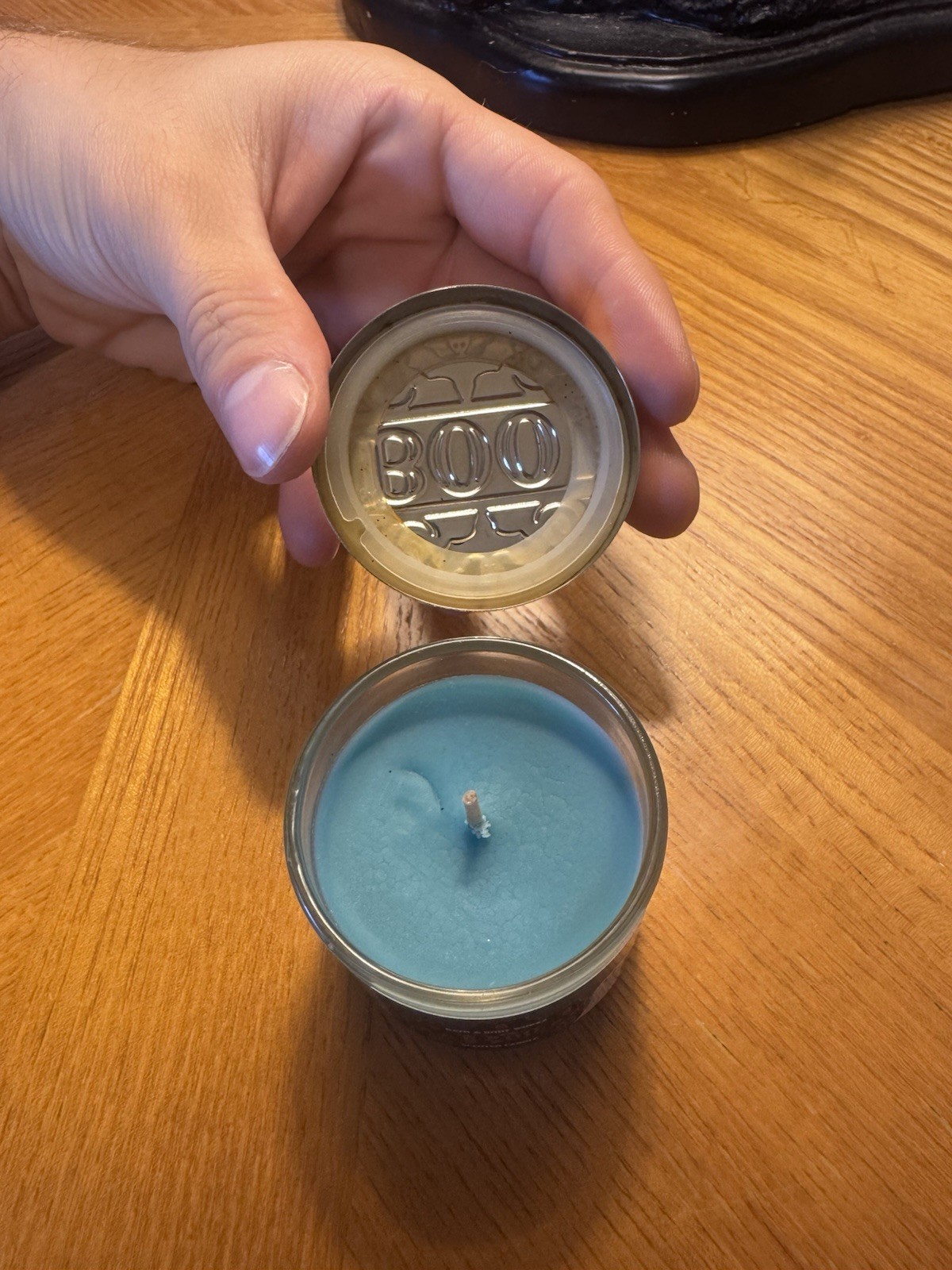 Very Collectible Blue Boo Halloween Mini Candle. Bath And Body.