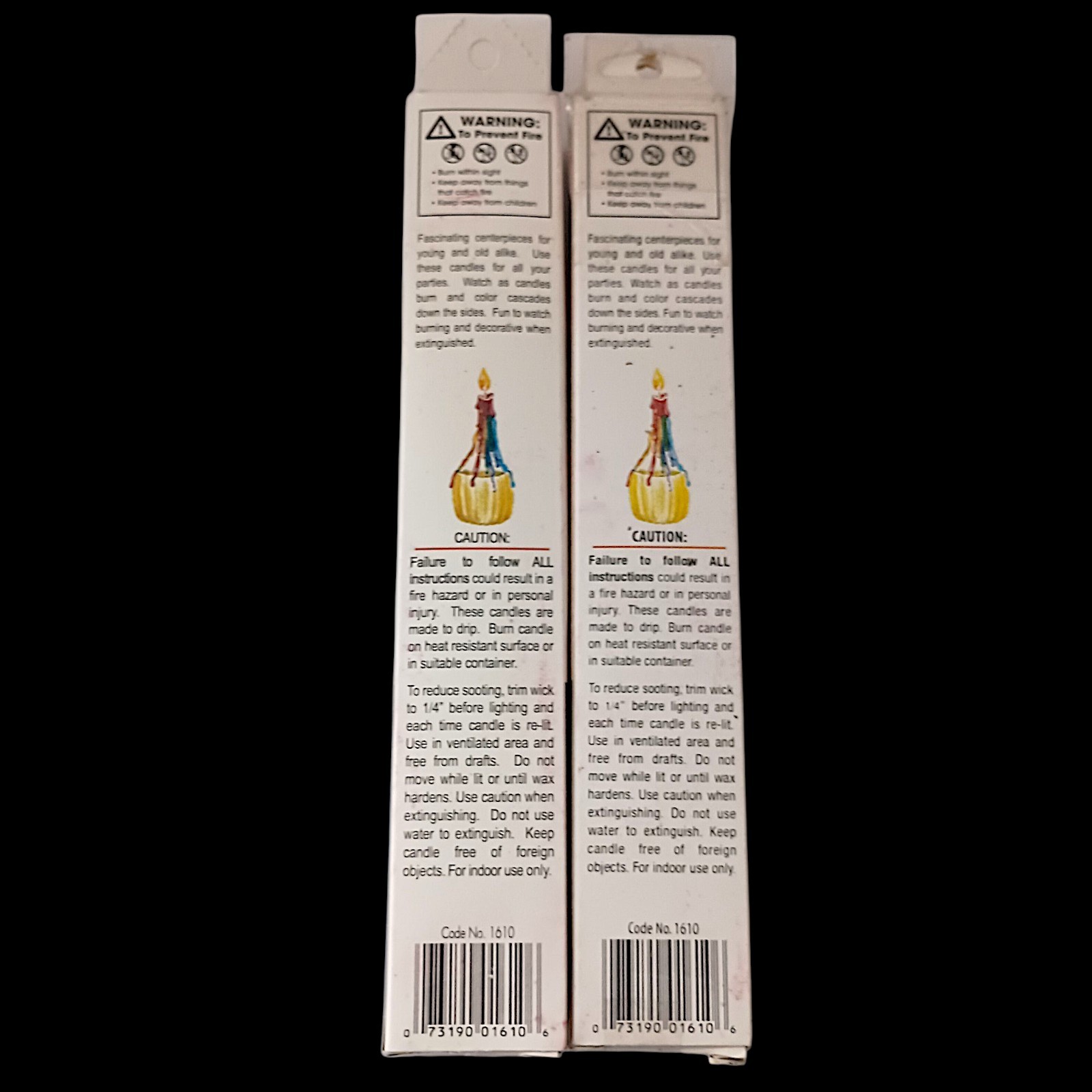 4 Vtg Color Drip Candles Wine Bottle Decor Multicolor NEW 2 In Each Box 70s 9.5″