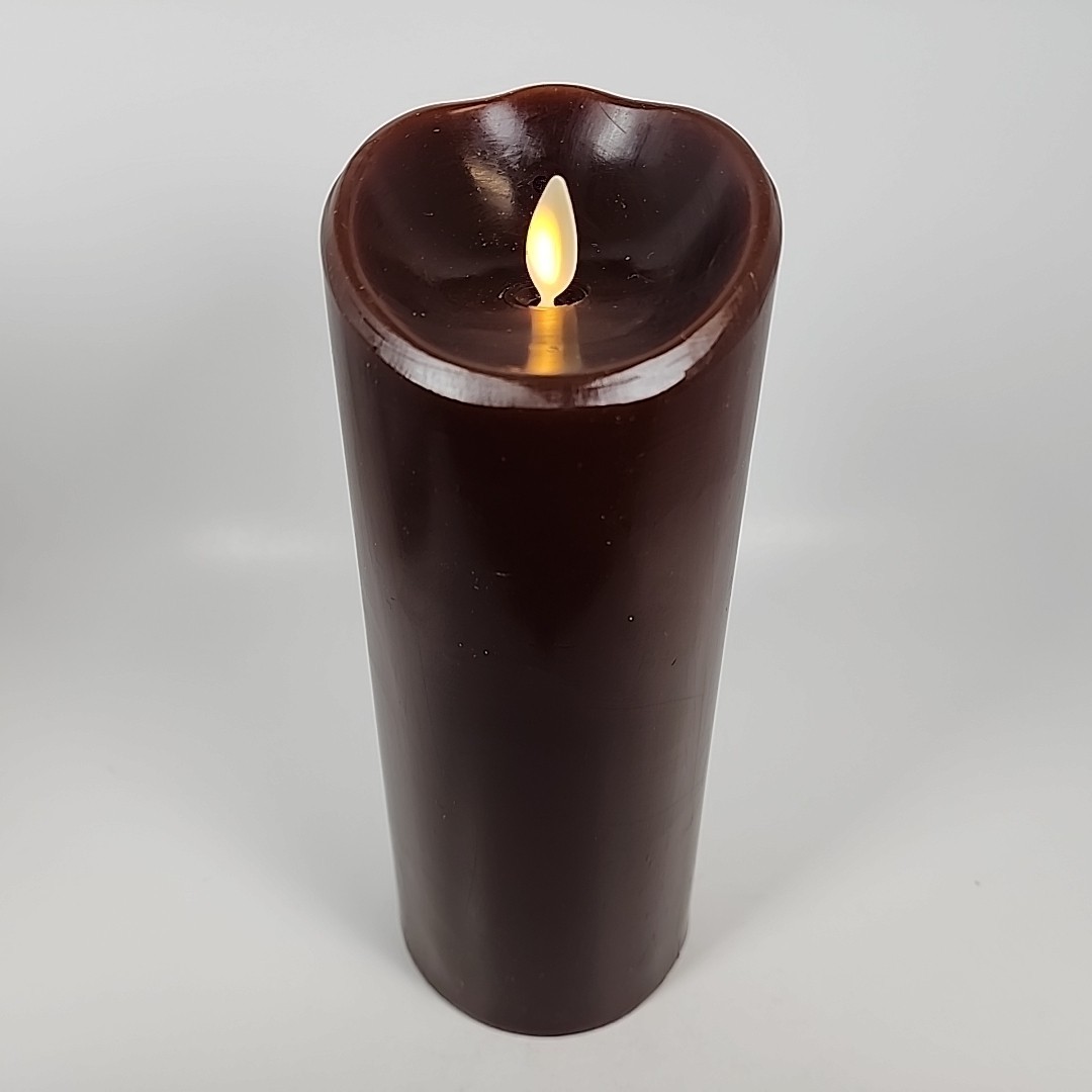 Luminara 8” Dark Brown Real-Flame Effect Candle w/Remote Control