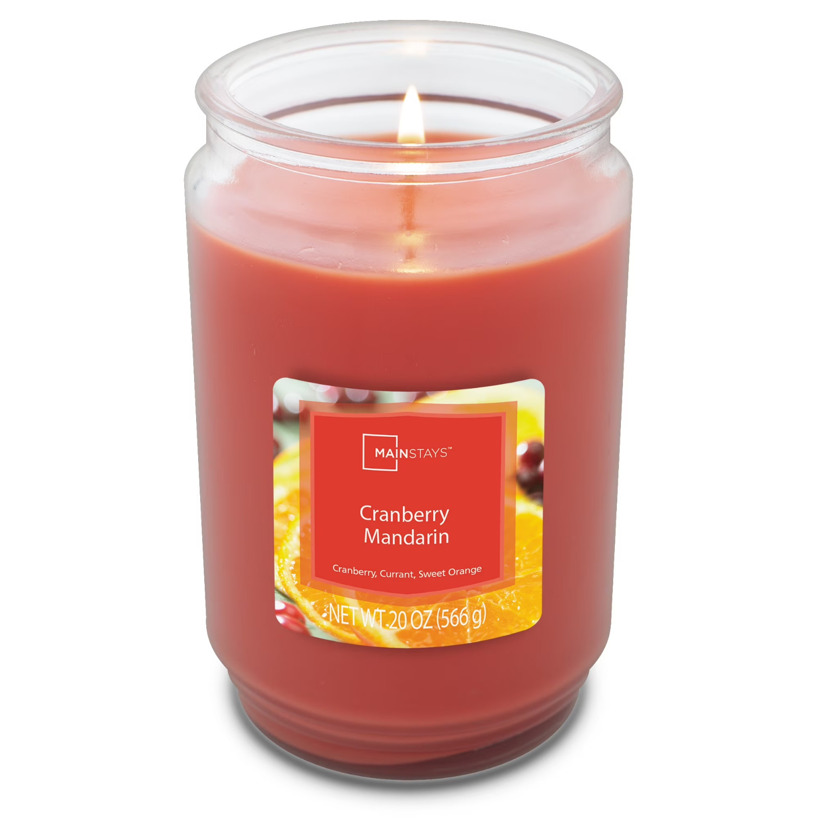 Mainstays Single-Wick scented Glass jar candle cranberry Mandarin 20oz…..