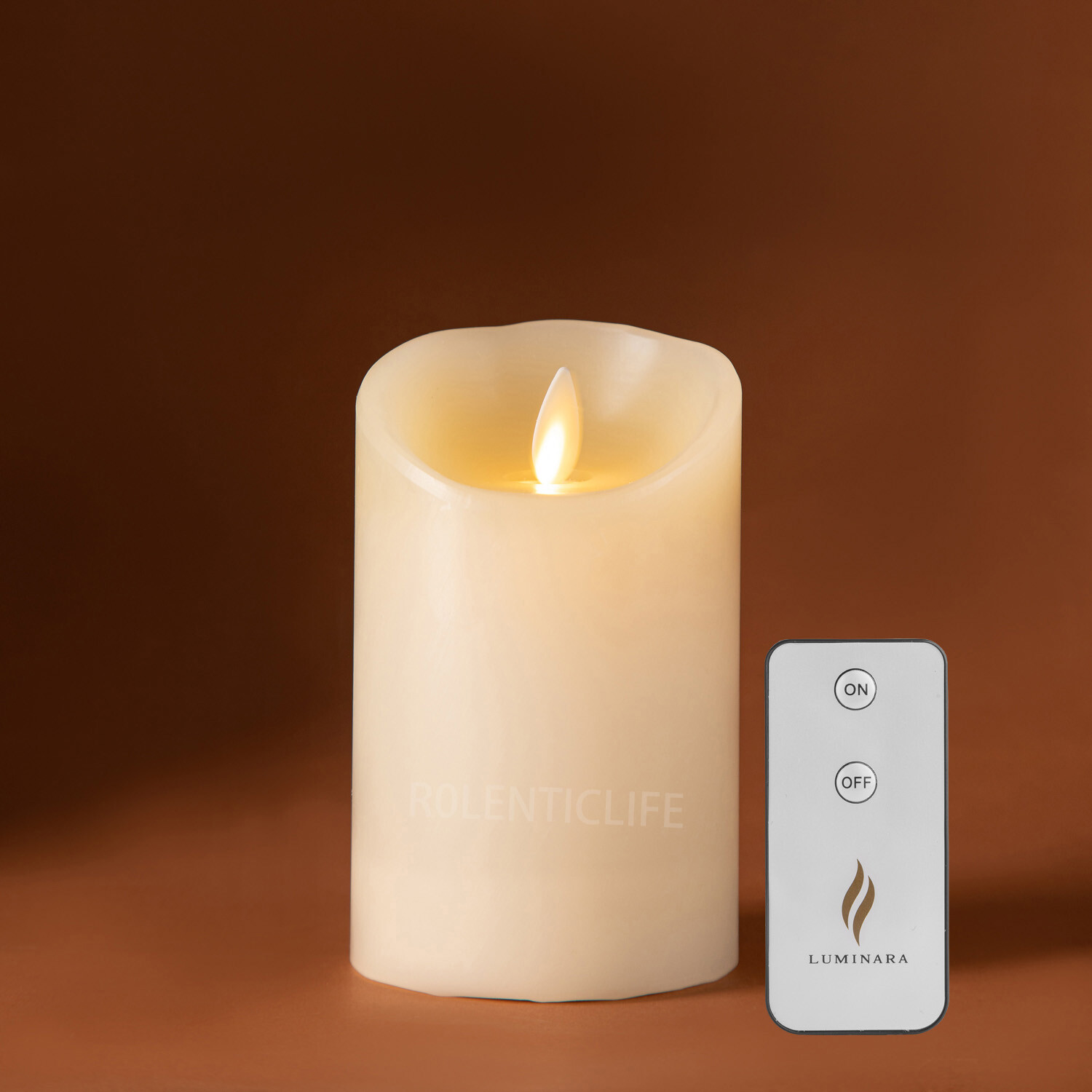 Luminara Real Wax Flameless Pillar LED Candles ivory Moving Wick Timer Remote,3″