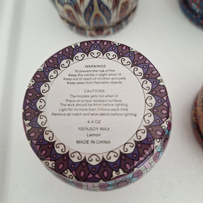 4-Pack Scented Soy Wax Candles in Decorative Mandala Tins Gift Set 4.4oz Each