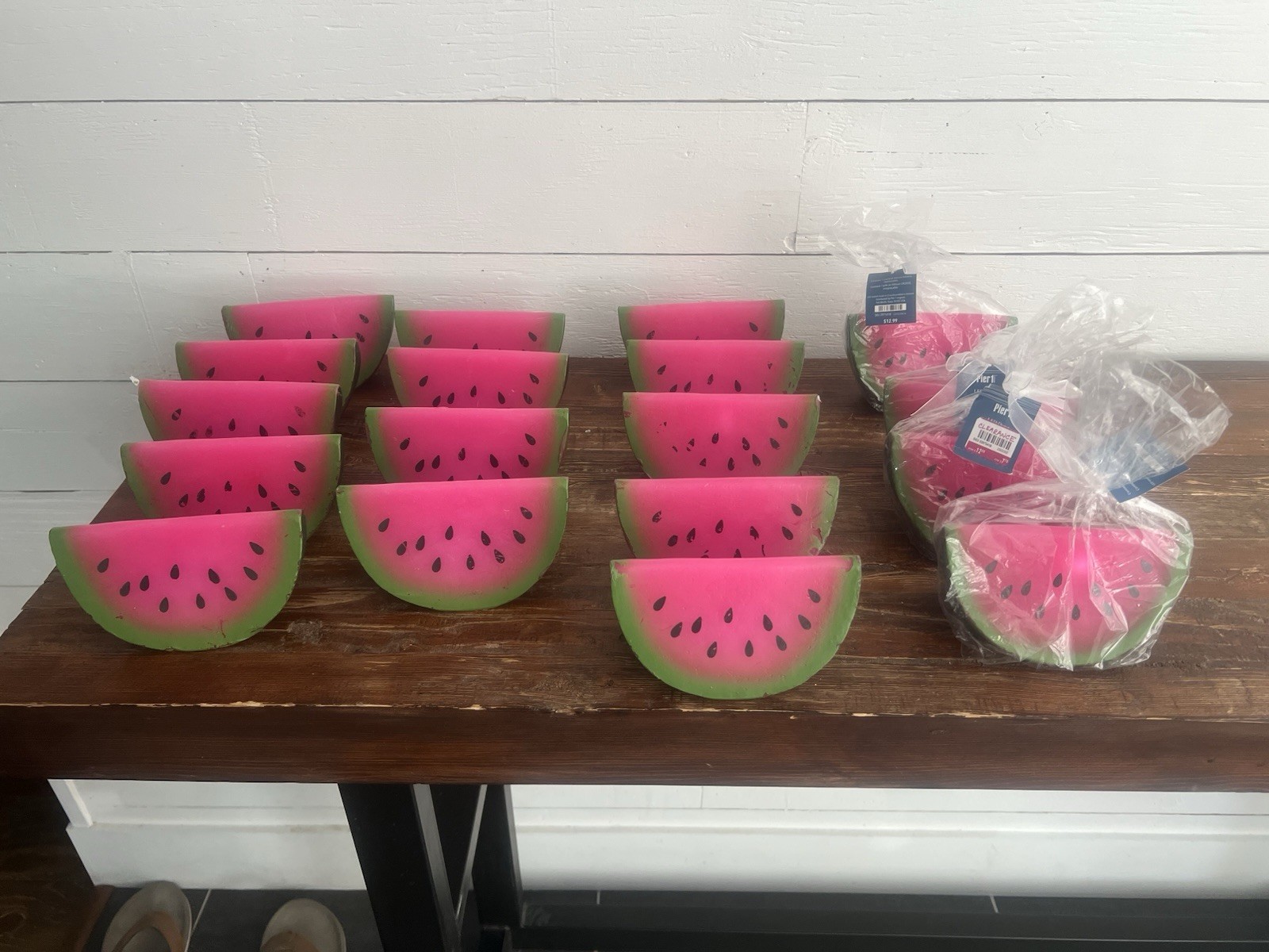 6- Pier One Imports Watermelon Light Glow Candle. Battery Operated. Rare!