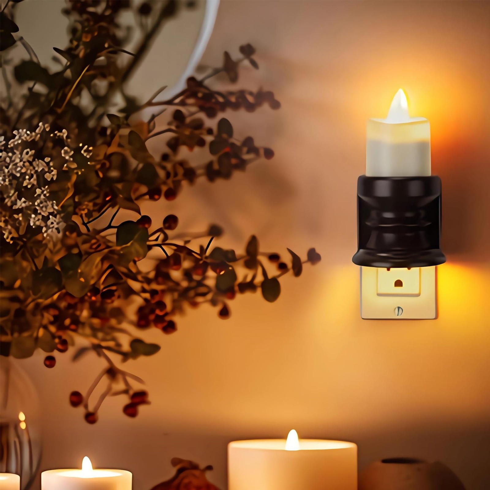 Flameless Candle Night Light Dimmable Nightlight Plug in Wall LED Candle Ligh