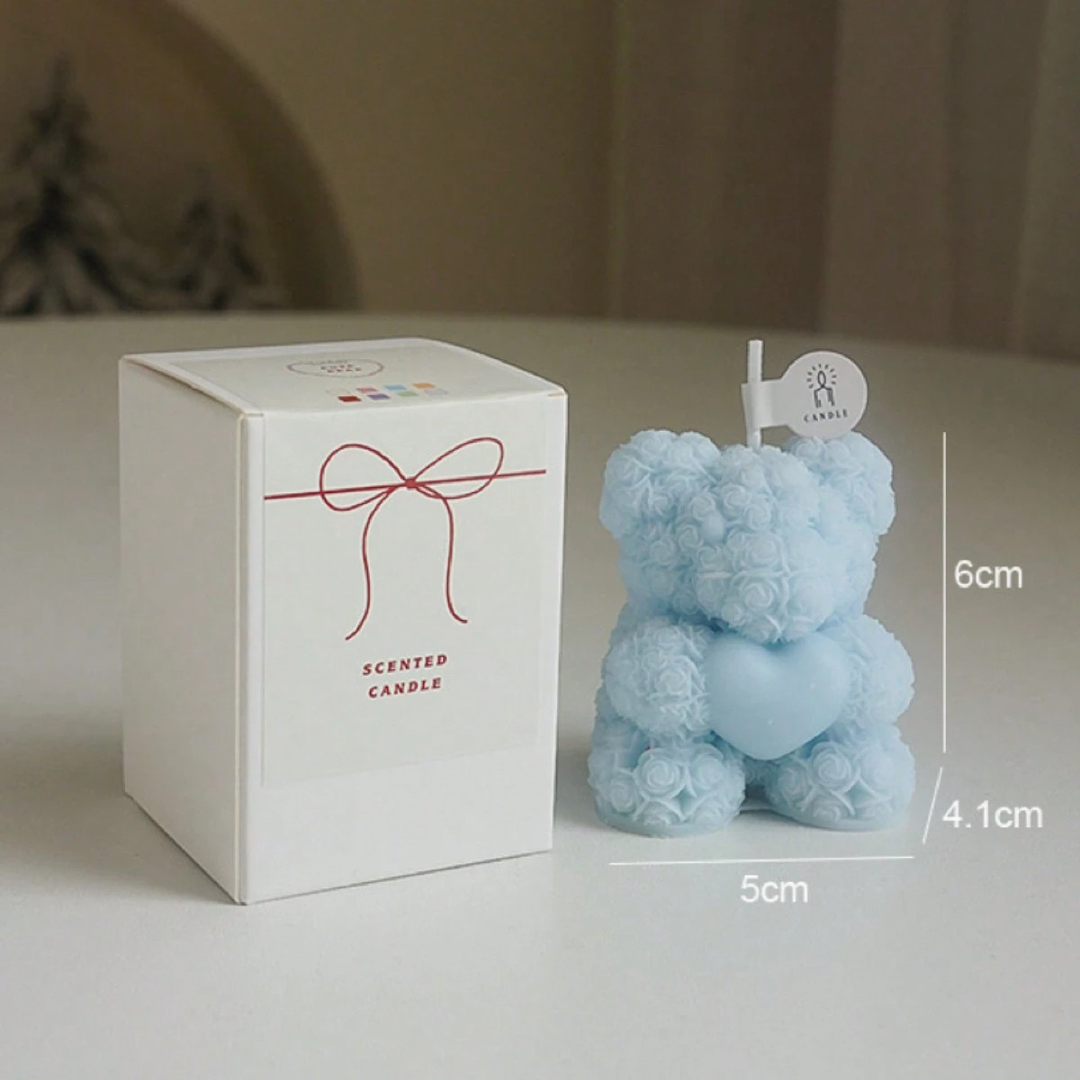 1pc Valentines Rose Bear Candle Aromatherapy Lovely Decoration Partner Hand Gift