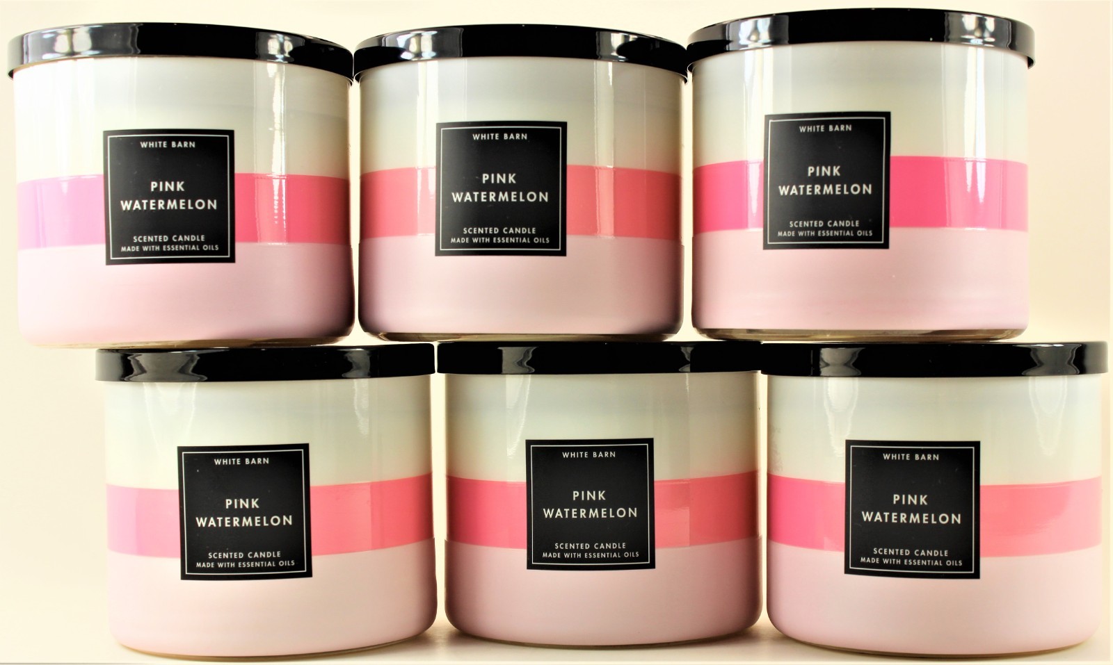 QTY 6 – Bath & Body Works White Barn PINK WATERMELON 3-Wick 14.5Oz Candle
