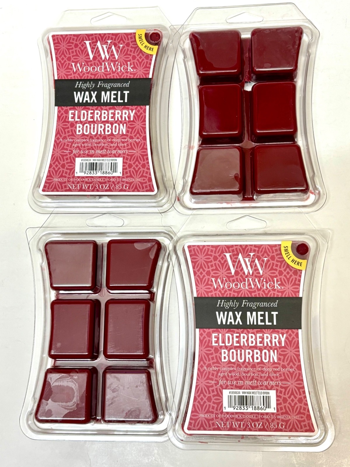 4 Pack WoodWick Highly Fragranced Wax Melts 85g. Free shipping