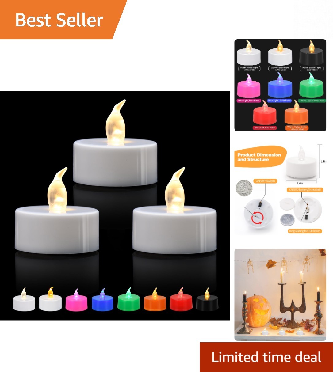 Realistic Flickering LED Tea Lights – 12 Pack of Safe Battery Operated Candles