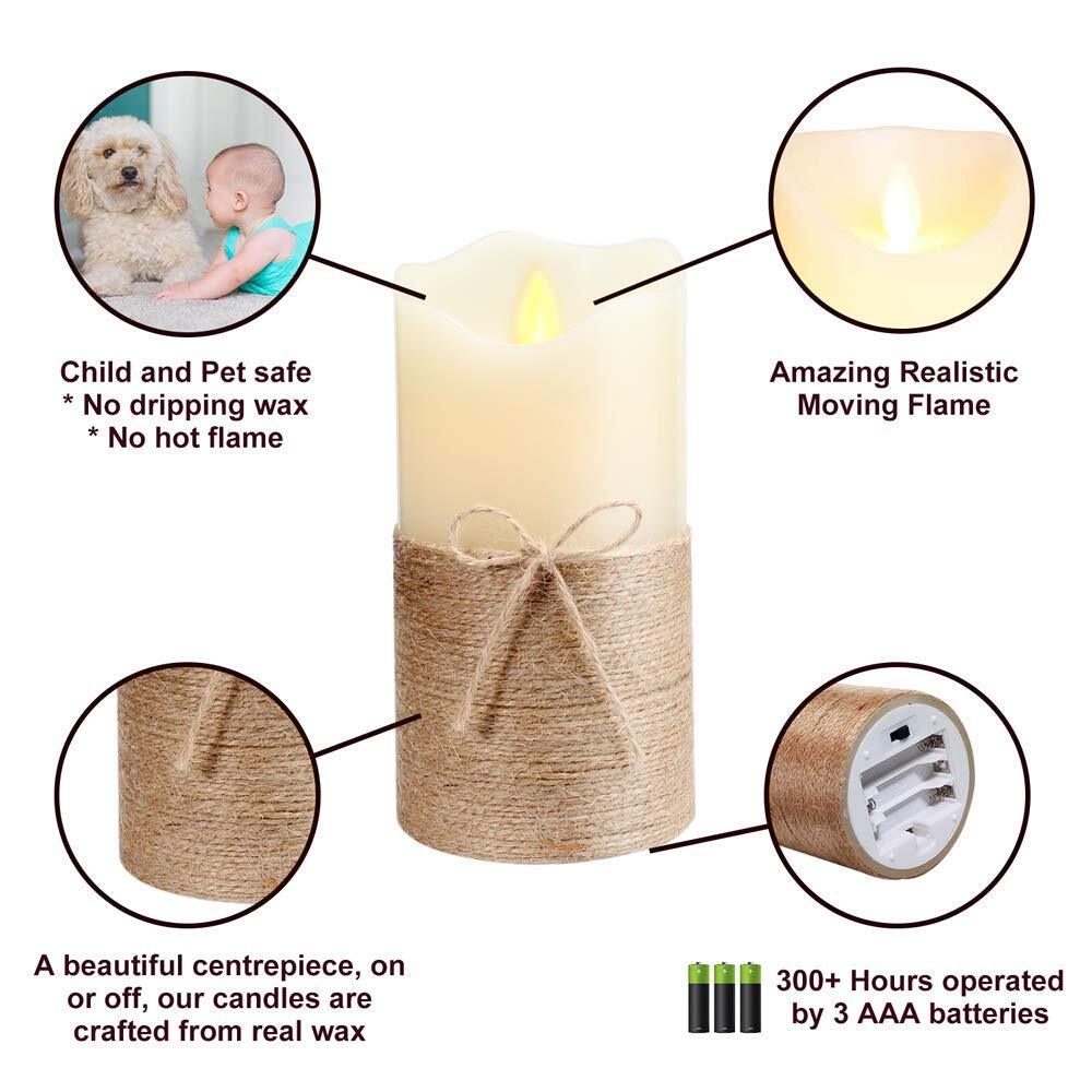 Candles Flameless Pillar Real Wax Electric LED Flickering Candl Battery Operate