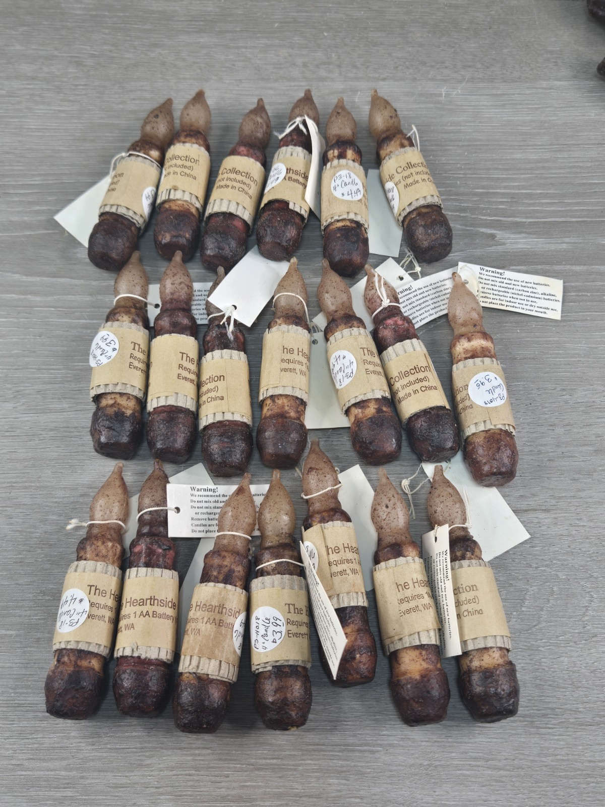 Lot of 20 The Hearthside Collection Dark Brown 4” LED Candles