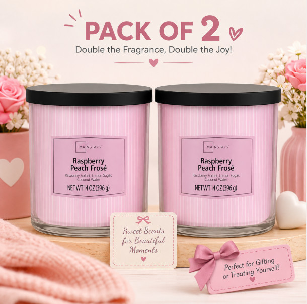 2 Pack Raspberry Peach Frosé Scented Candles 14 oz 3-Wick Jar Candles…