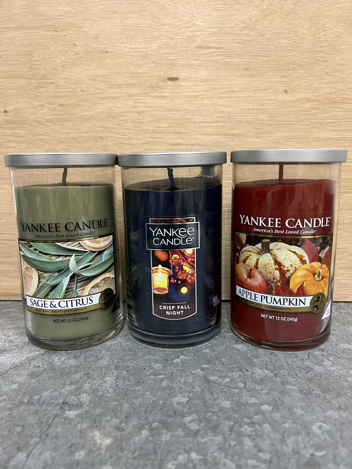 Lot Of 3 DISCONTINUED Yankee Candle 12oz Pillar Candles