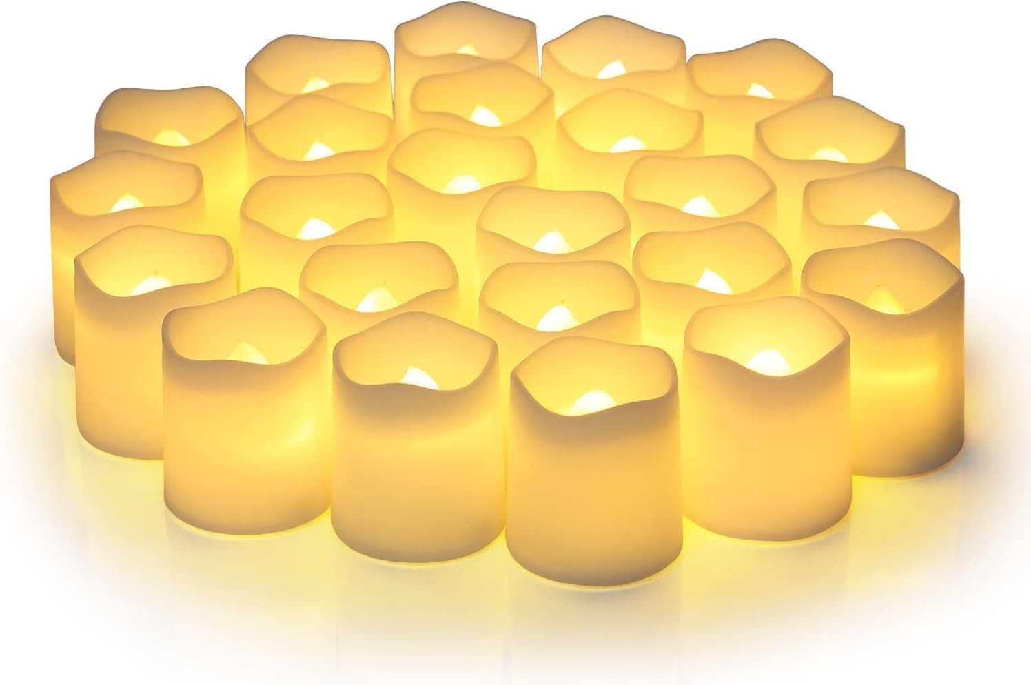 Flickering Flameless Votive Candles with Timer, 24 Pack 15 Days Longer
