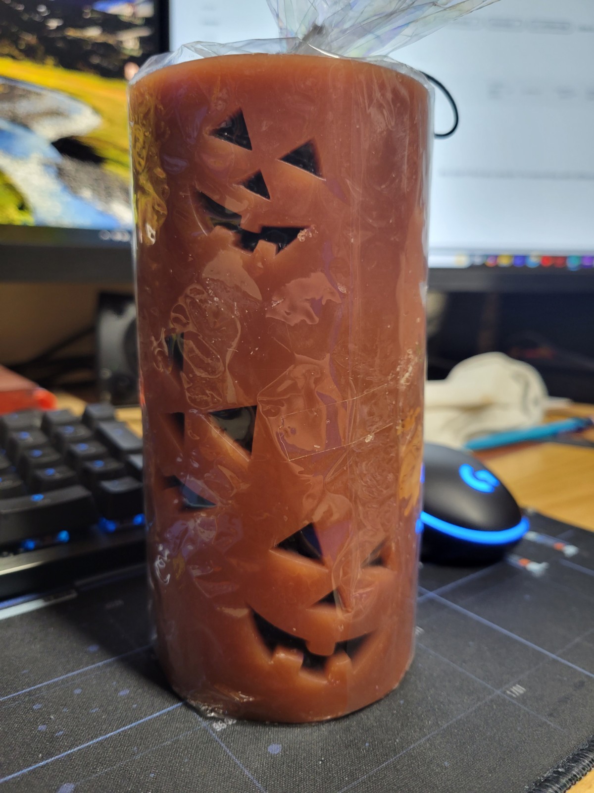 pumpkin candle Halloween Pumpkin Cutout. Fall Orange And Black Jack O Lantern