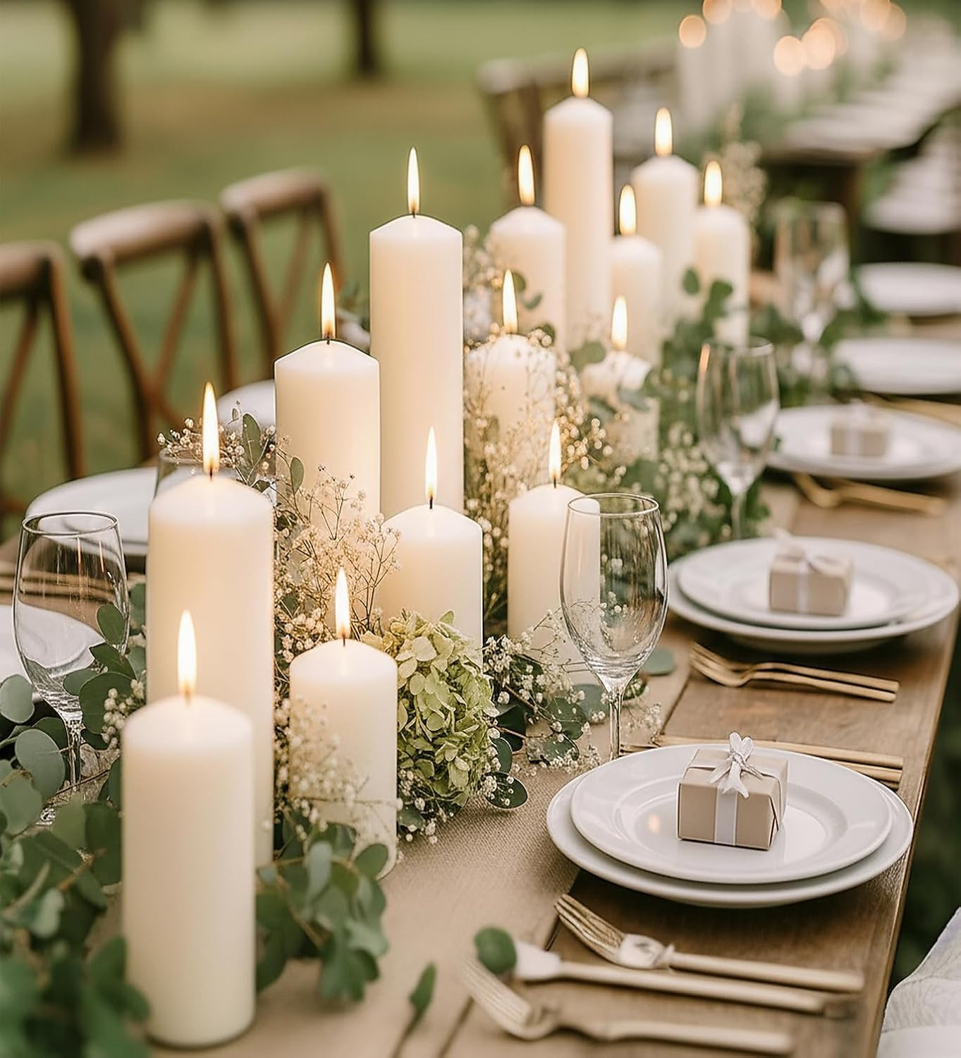 36 Pcs White Pillar Candles Bulk Set，2X3 2X6 2X8 Inch – 12 Each Size，Hurricane C