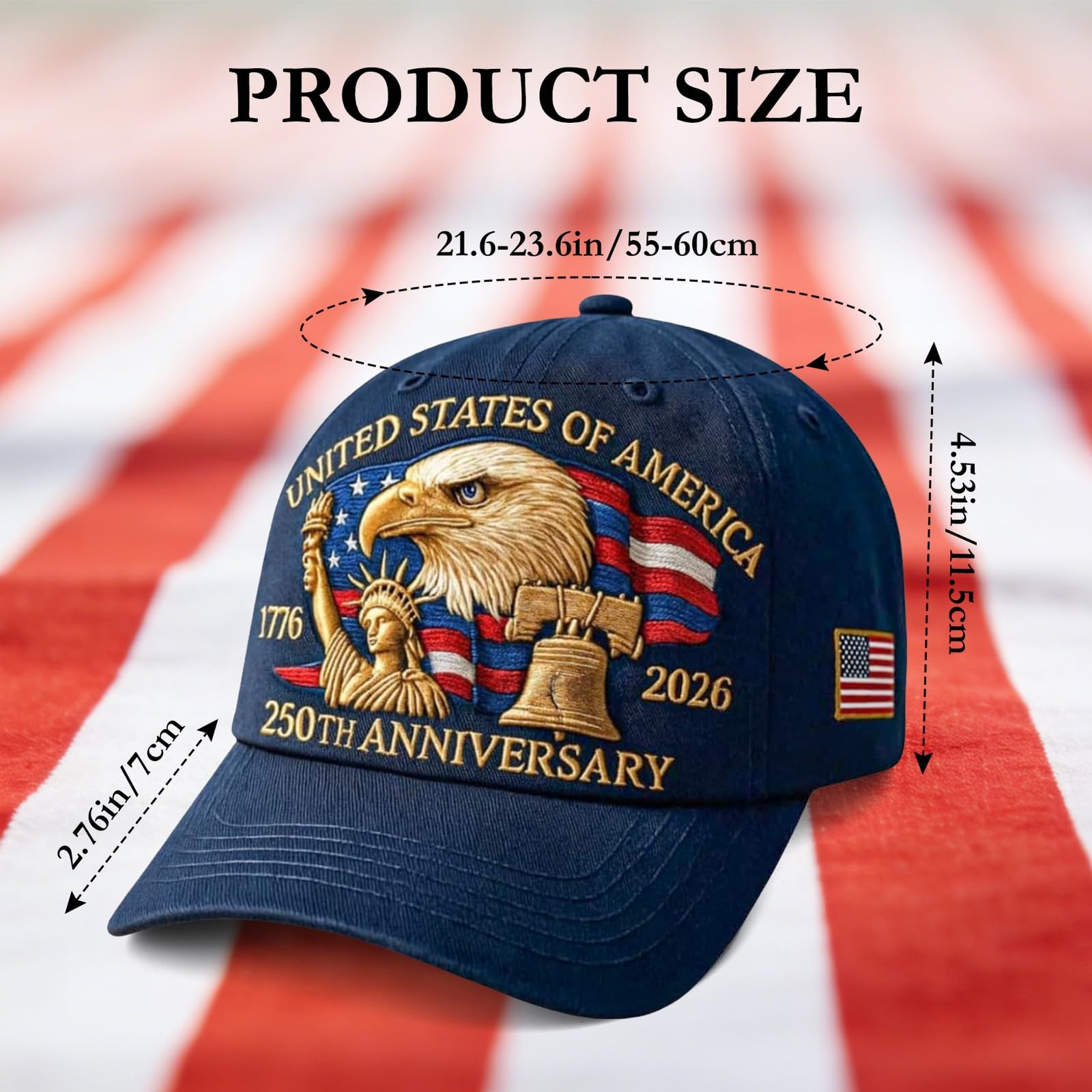 2Pack 250th Anniversary USA Hat Bald Eagle Embroidery Patriotic Baseball Cap …