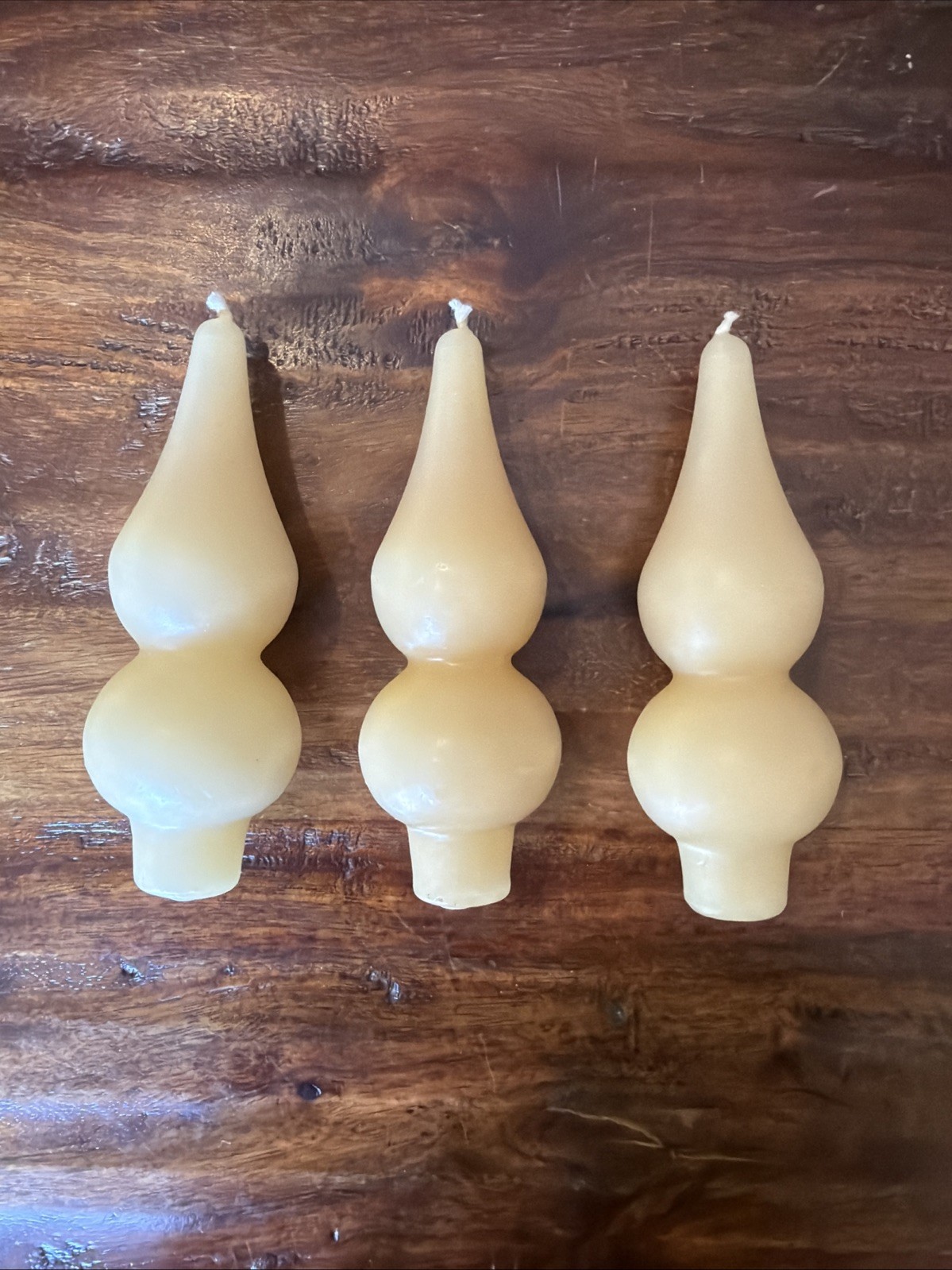 RARE Vintage Bulb Double Teardrop Finial Shape Candles Danish Wax Wick Decor