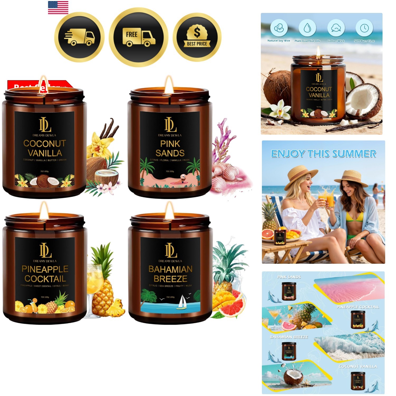 Scented Candles Set, 4 Pack Soy Candles for Home Scented, Candle Gifts for Me…
