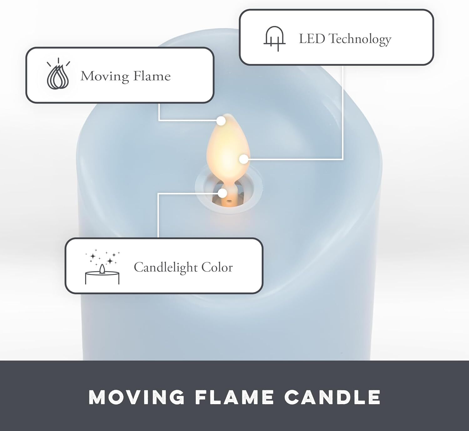 by Luminara Set of 3 (3“ x 4.5”, 5.5“, 6.5”) LED Flicker Battery Candles