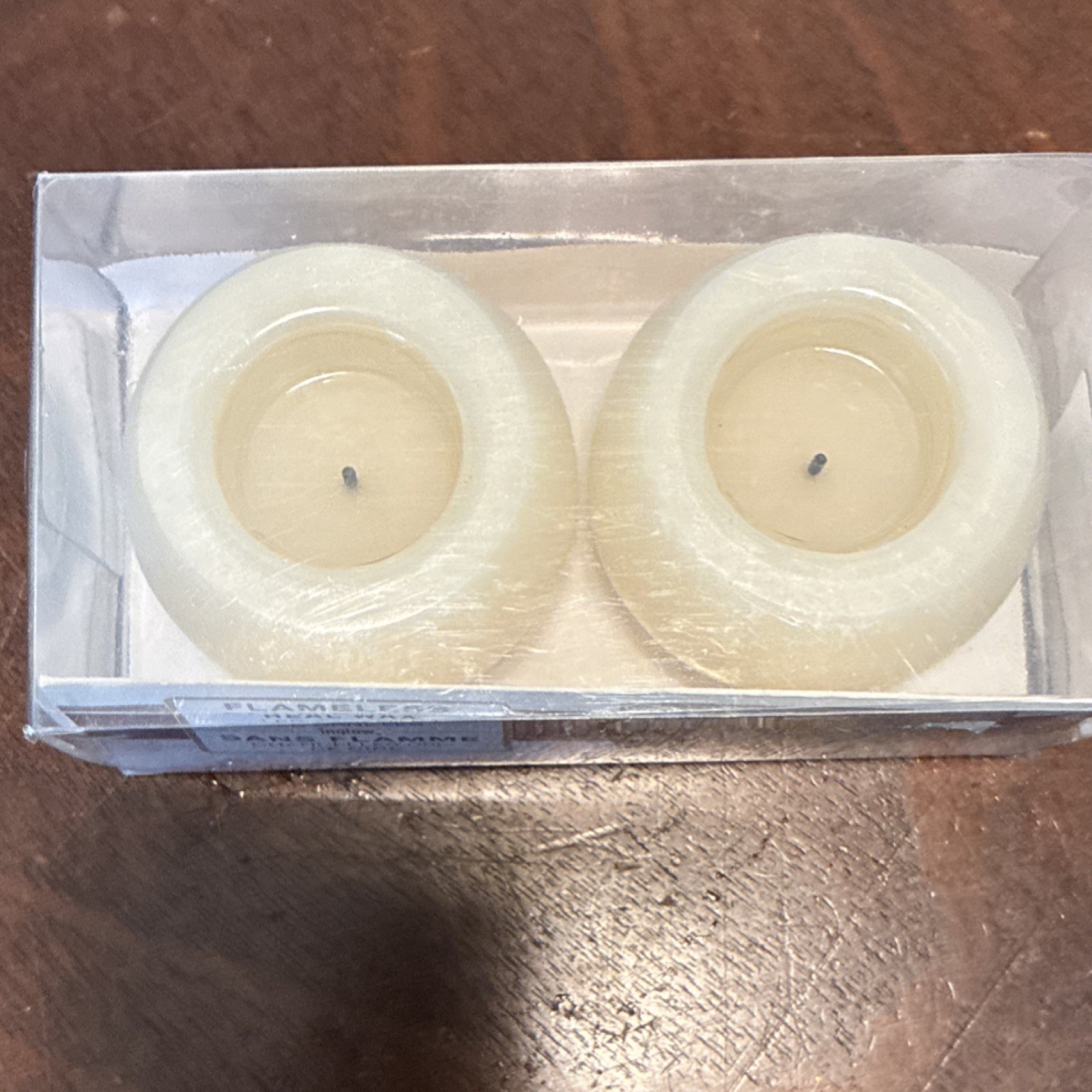 Inglow Flameless Real Wax LED Candles Set of 2 Beige 100hr Battery Round