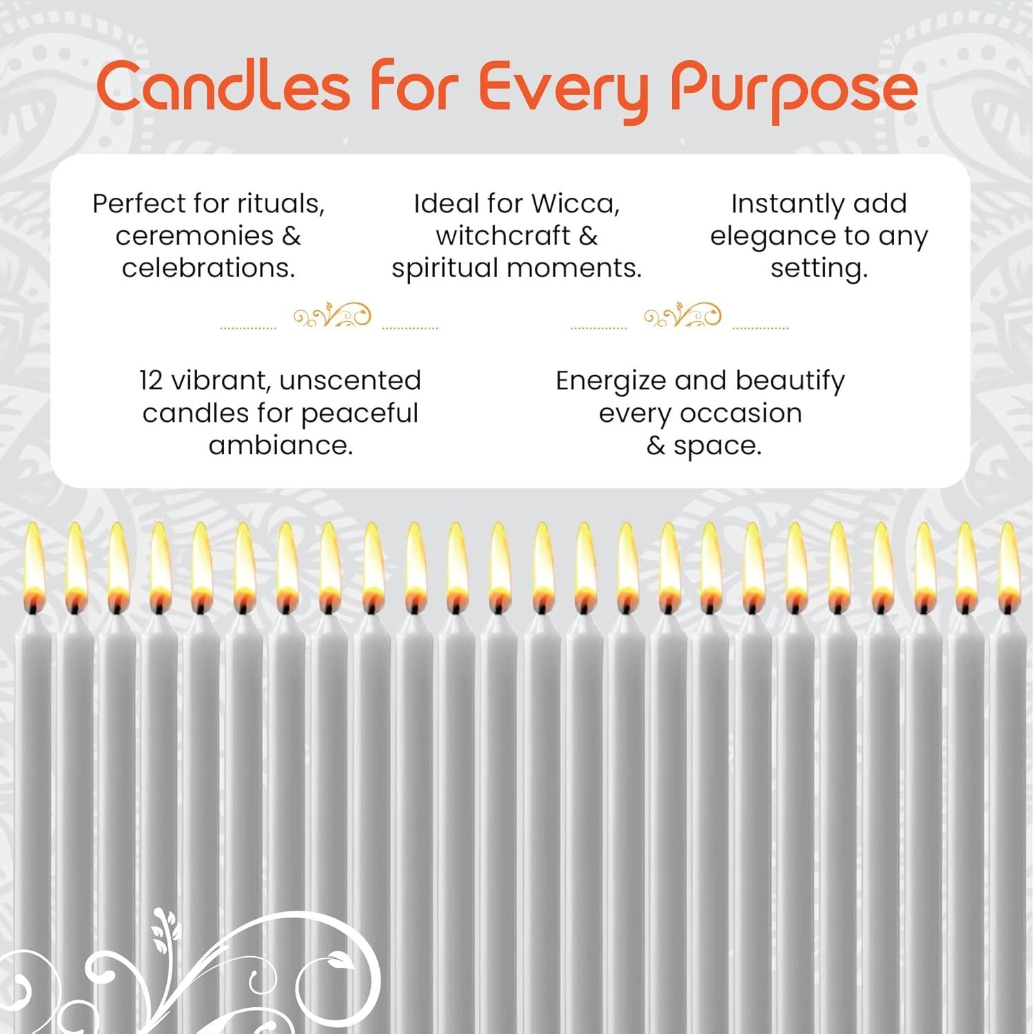 Box of 12 High-Quality 4-Inch Grey Taper Candles for Spell Work & Meditations