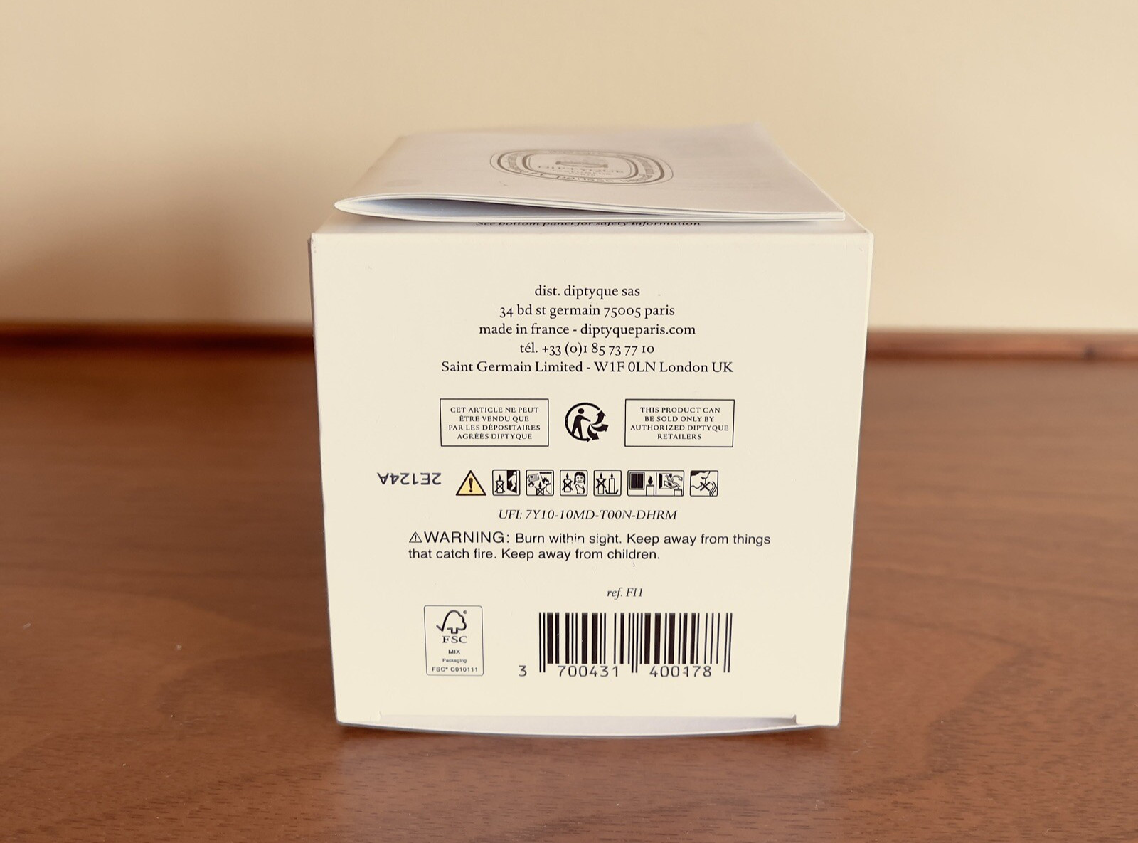 Diptyque Paris Bougie Parfumée Figuier Scented Candle 6.5 oz 190 g Open Box