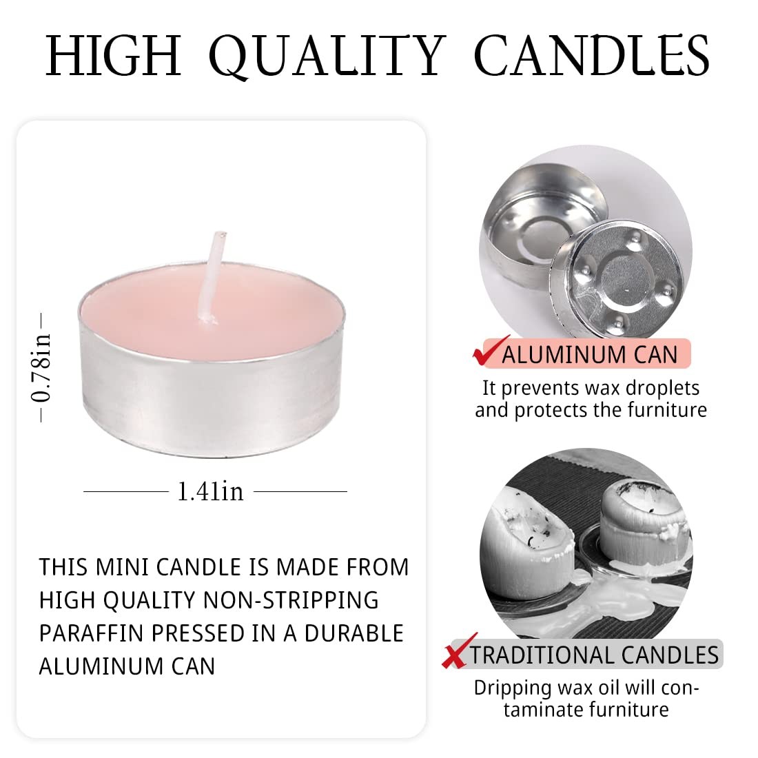 Tea Lights Candles – 12 Pack Pink Tealights Candle Scented Small, Rose